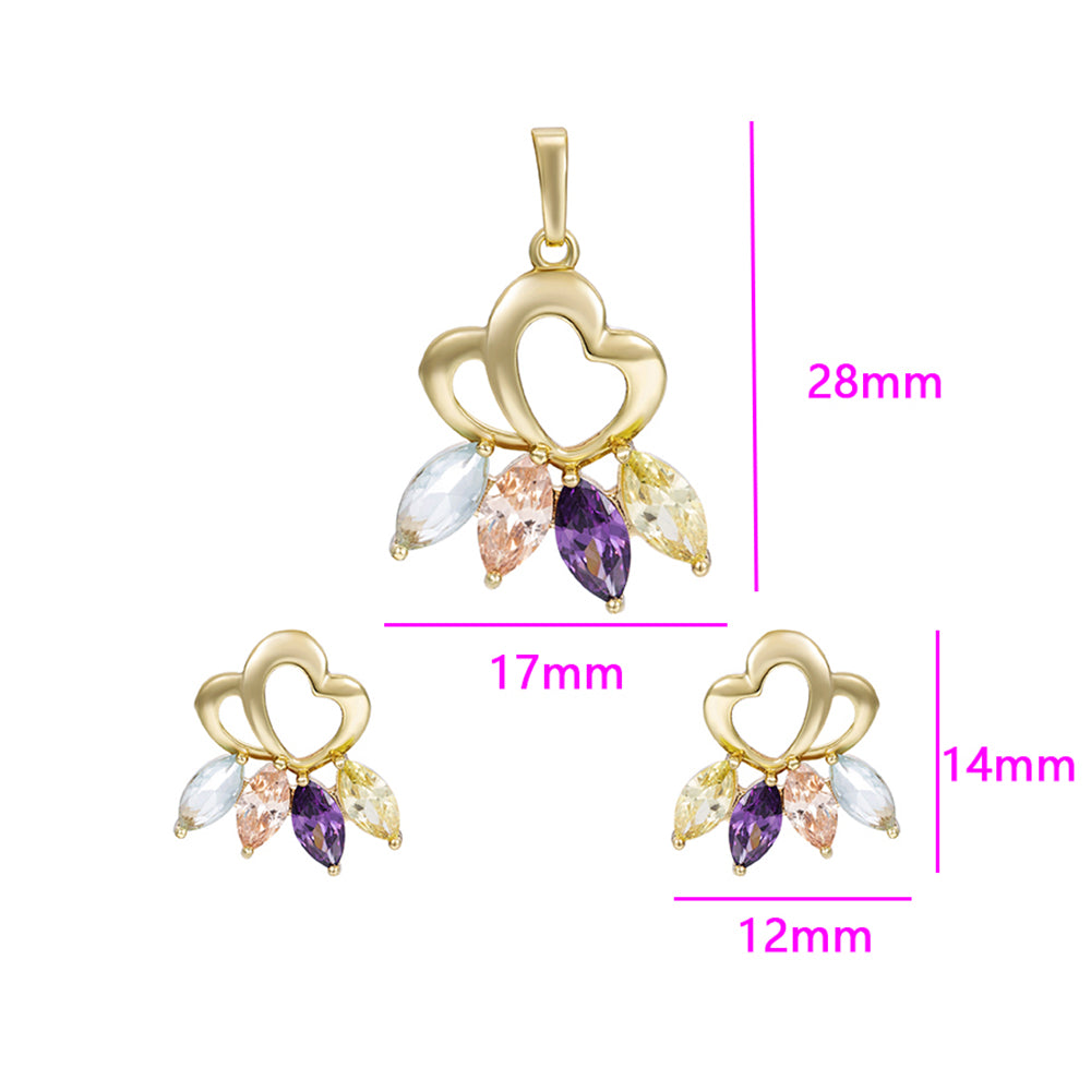 Arany tónusú Emporia Ötvözetű Szett Lila Emporia® Kristállyal és Fehér Emporia® Kristállyal ( Fülbevaló+Medál ) 3 