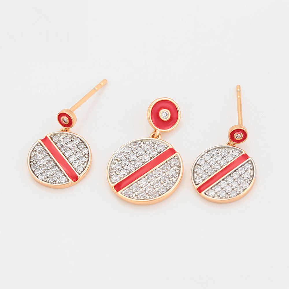 Arany tónusú Emporia Ötvözetű Szett Vörös Emporia® Kristállyal és Fehér Emporia® Kristállyal ( Fülbevaló+Medál ) 6 