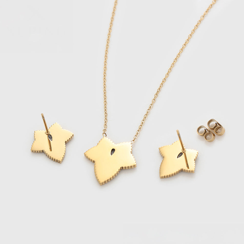 Arany tónusú Emporia Ötvözetű Szett Zöld Emporia® Kristállyal és Fehér Emporia® Kristállyal ( Nyaklánc+Fülbevaló )