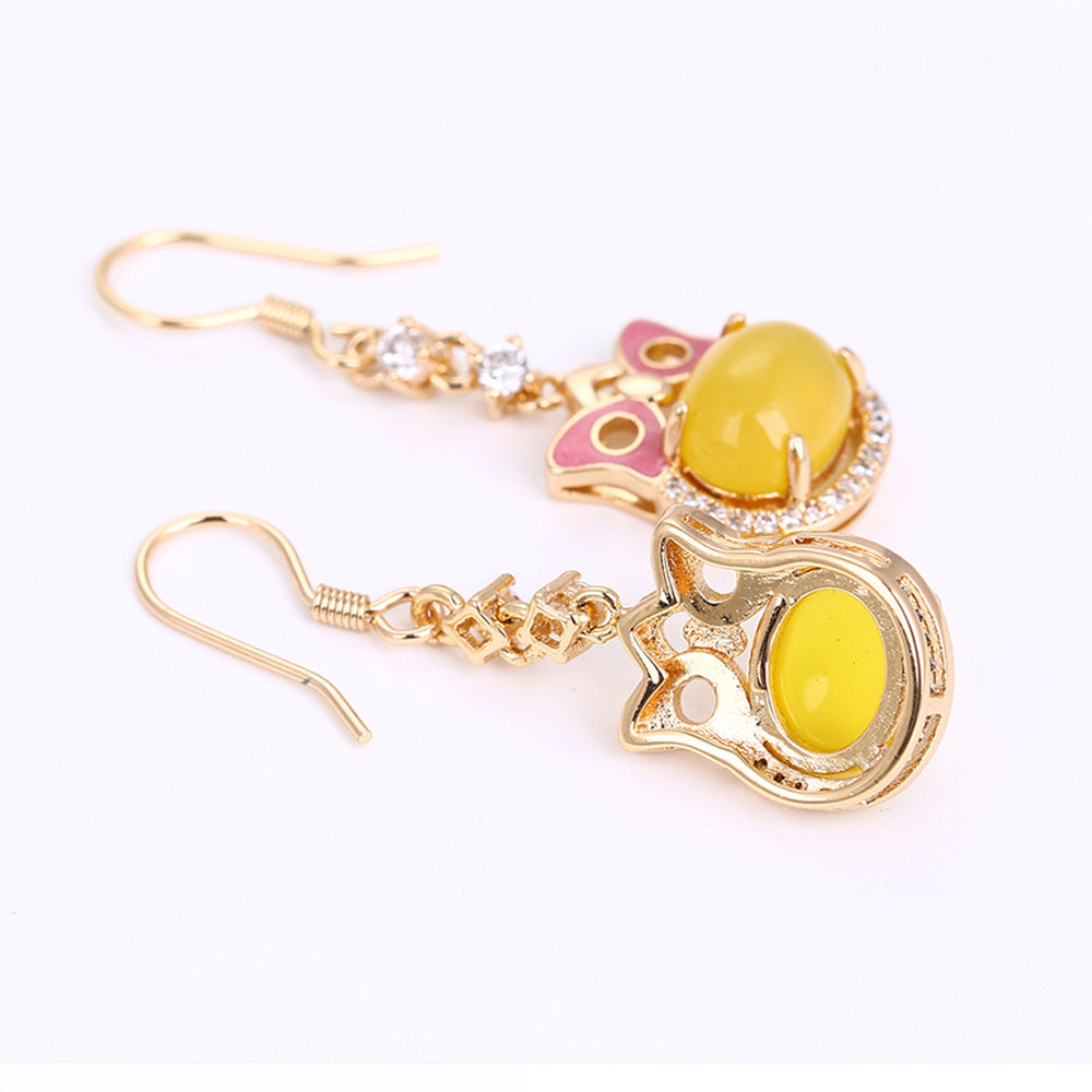 Arany tónusú Emporia Ötvözetű Szett Sárga Emporia® Kristállyal és Fehér Emporia® Kristállyal ( Fülbevaló+Gyűrű+Medál ) 6 