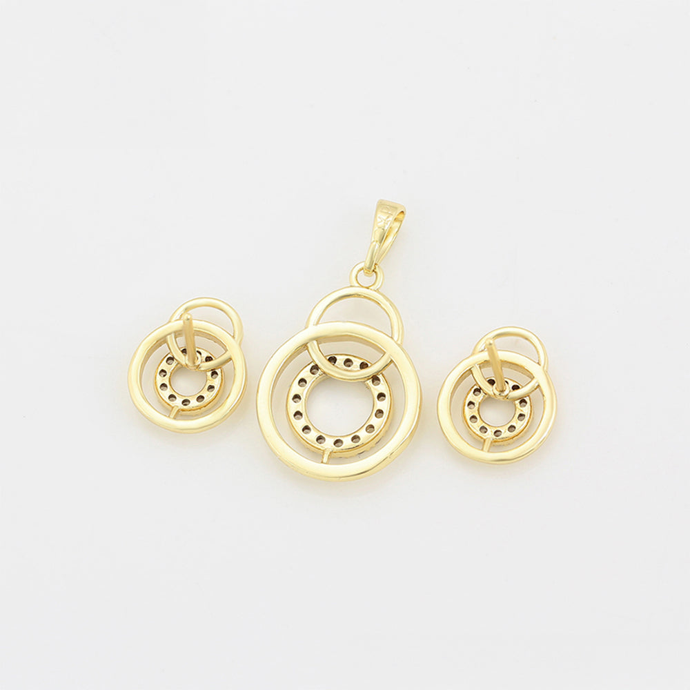 Arany tónusú Emporia Ötvözetű Szett Fehér Emporia® Kristállyal ( Fülbevaló+Medál ) 3 