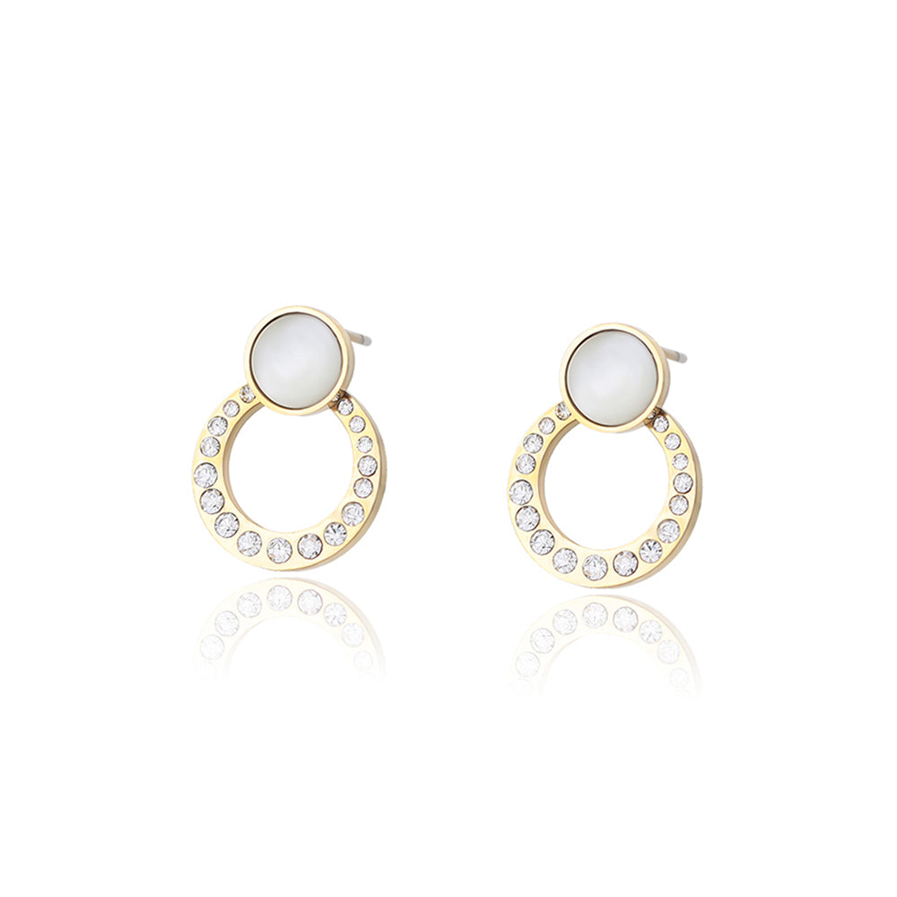 Arany tónusú Emporia Ötvözetű Fülbevaló Fehér Emporia® Kristállyal