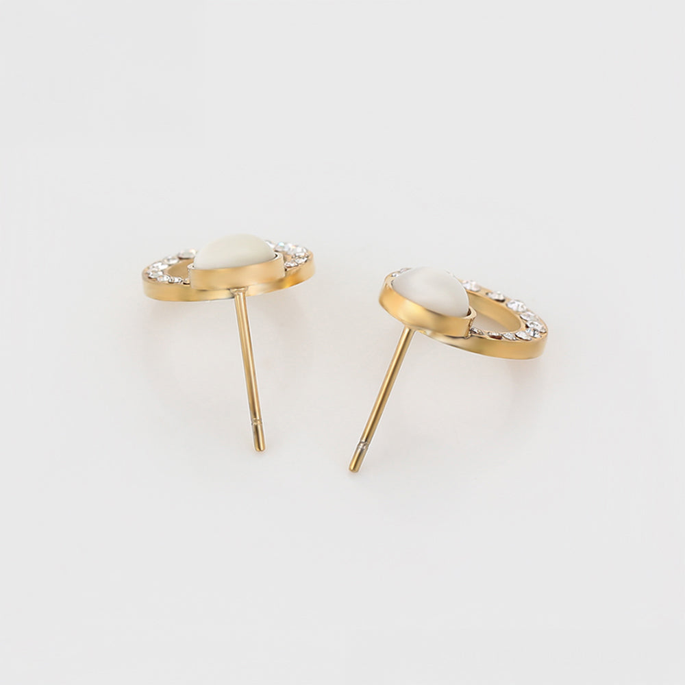 Arany tónusú Emporia Ötvözetű Fülbevaló Fehér Emporia® Kristállyal 7 