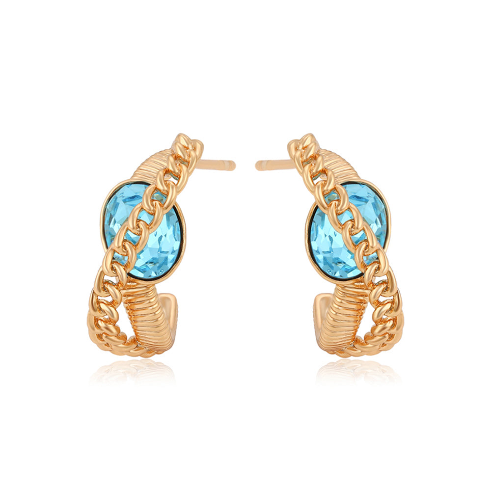 Arany tónusú Emporia Ötvözetű Fülbevaló Kék Emporia® Kristállyal 1 