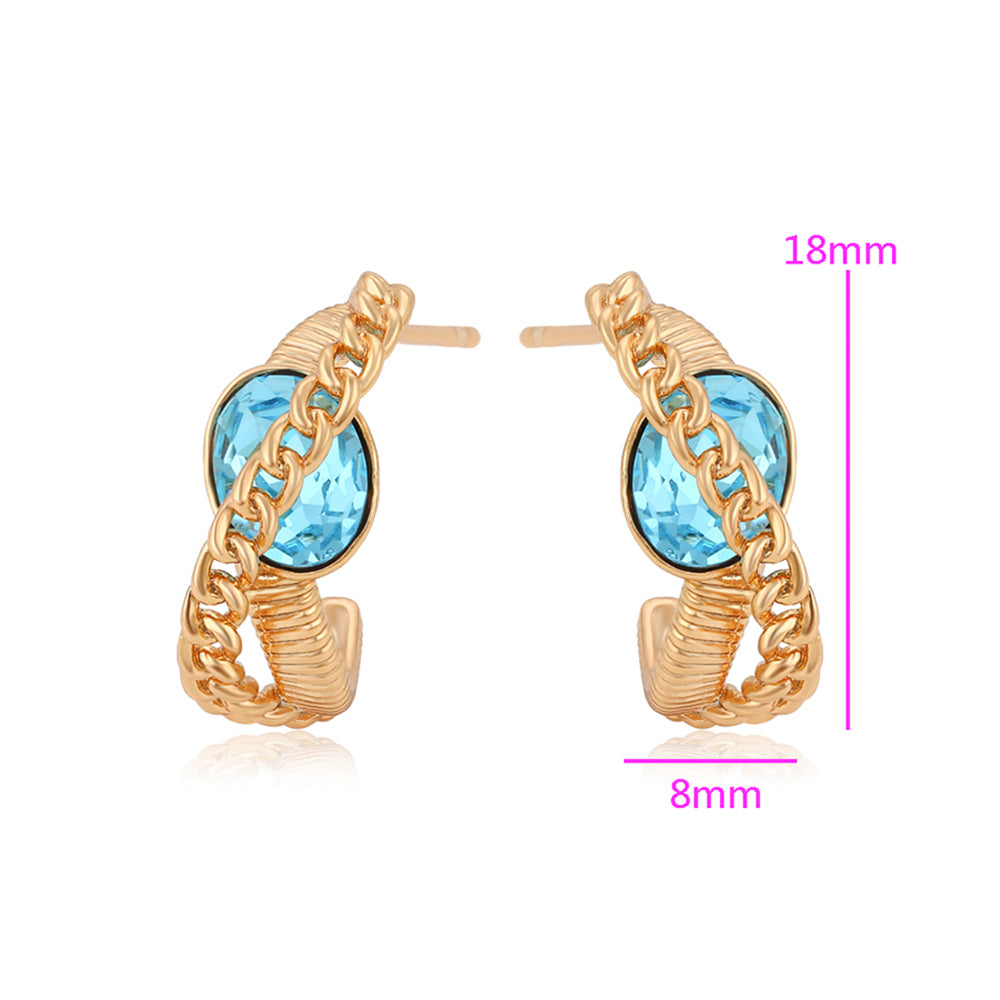 Arany tónusú Emporia Ötvözetű Fülbevaló Kék Emporia® Kristállyal 2 