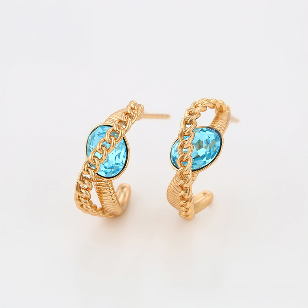 Arany tónusú Emporia Ötvözetű Fülbevaló Kék Emporia® Kristállyal