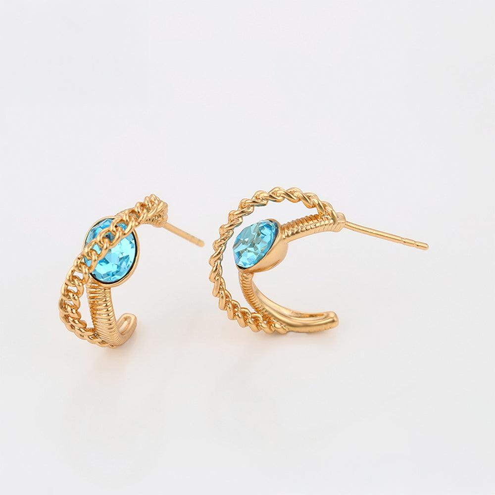 Arany tónusú Emporia Ötvözetű Fülbevaló Kék Emporia® Kristállyal