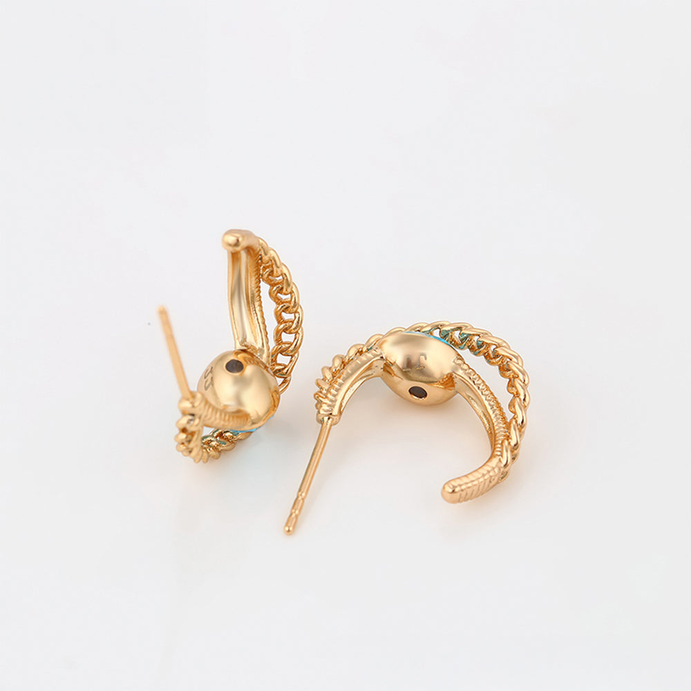 Arany tónusú Emporia Ötvözetű Fülbevaló Kék Emporia® Kristállyal