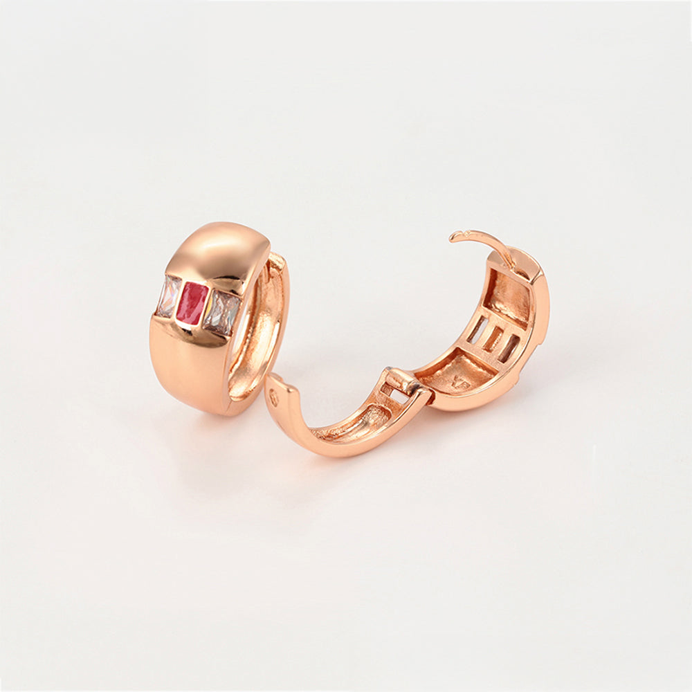 Arany tónusú Emporia Ötvözetű Szett Vörös Emporia® Kristállyal és Fehér Emporia® Kristállyal ( Fülbevaló+Gyűrű ) 7 