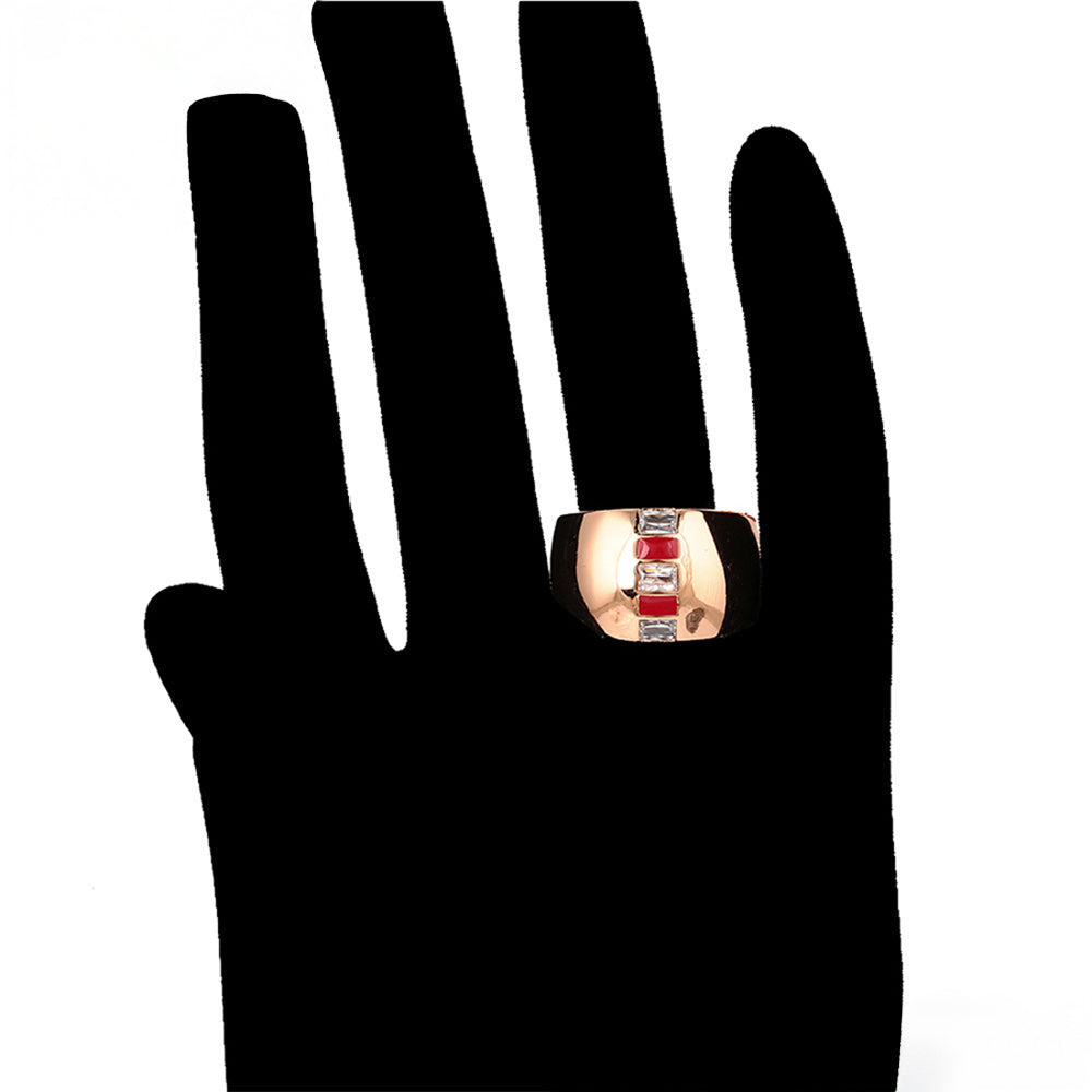 Arany tónusú Emporia Ötvözetű Szett Vörös Emporia® Kristállyal és Fehér Emporia® Kristállyal ( Fülbevaló+Gyűrű ) 9 