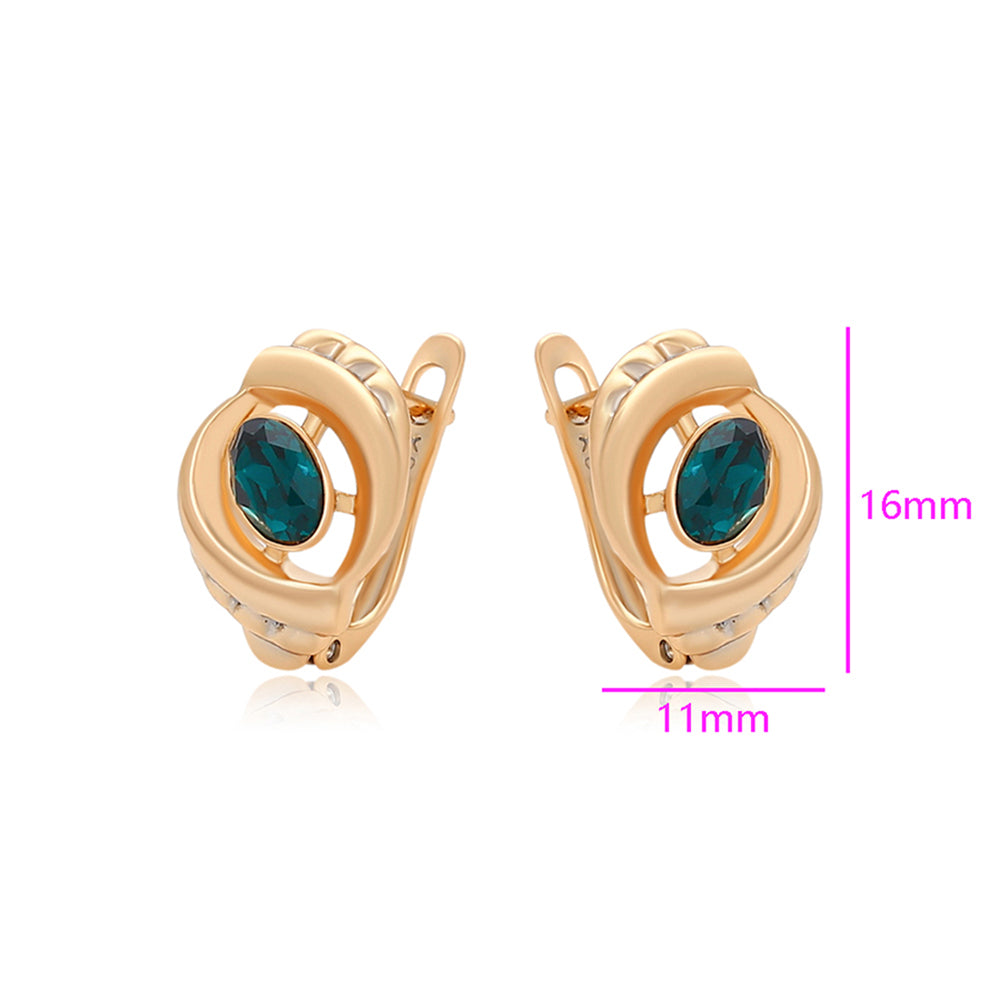 Arany tónusú Emporia Ötvözetű Fülbevaló Zöld Emporia® Kristállyal 2 