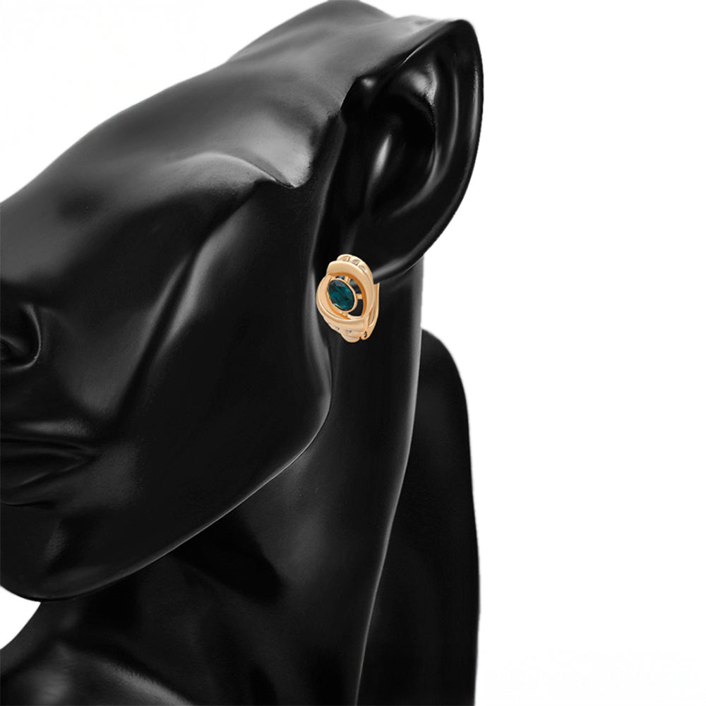 Arany tónusú Emporia Ötvözetű Fülbevaló Zöld Emporia® Kristállyal