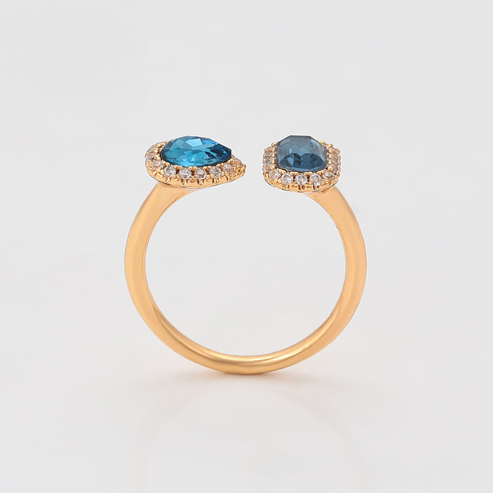 Arany tónusú Emporia Ötvözetű Gyűrű Kék Emporia® Kristállyal és Fehér Emporia® Kristállyal 3 