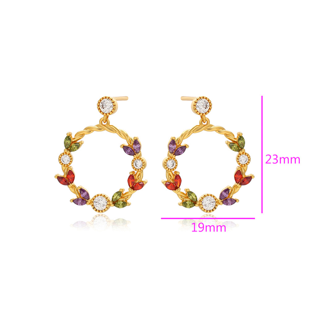 Arany tónusú Emporia Ötvözetű Fülbevaló Vörös Emporia® Kristállyal és Fehér Emporia® Kristállyal 3 