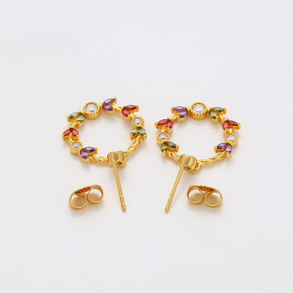 Arany tónusú Emporia Ötvözetű Fülbevaló Vörös Emporia® Kristállyal és Fehér Emporia® Kristállyal 5 