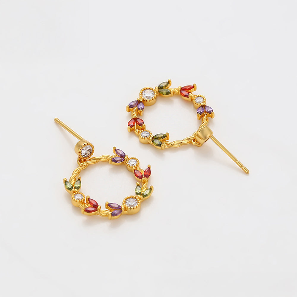 Arany tónusú Emporia Ötvözetű Fülbevaló Vörös Emporia® Kristállyal és Fehér Emporia® Kristállyal 6 