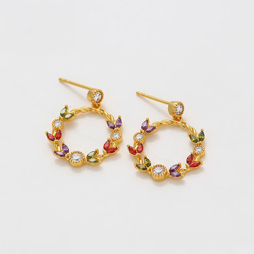 Arany tónusú Emporia Ötvözetű Fülbevaló Vörös Emporia® Kristállyal és Fehér Emporia® Kristállyal