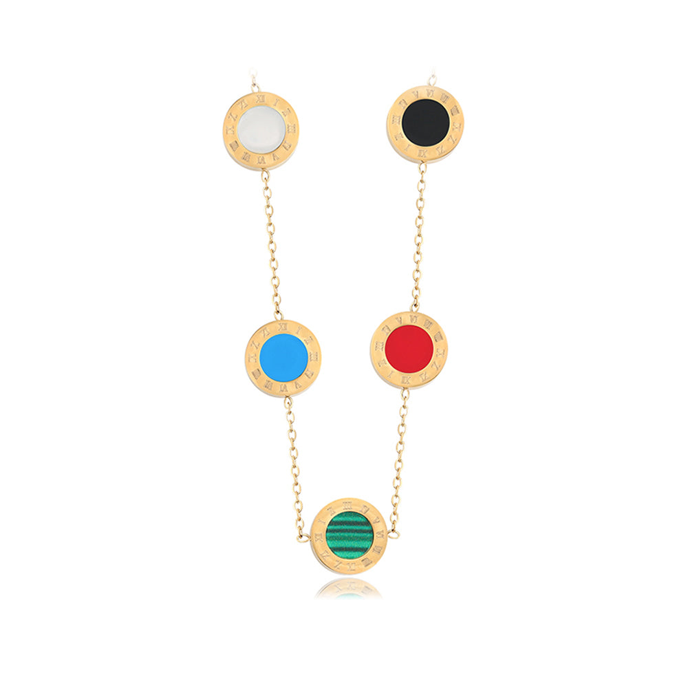 Arany tónusú Emporia Ötvözetű Nyaklánc Vörös Emporia® Kristállyal és Kék Emporia® Kristállyal 2 