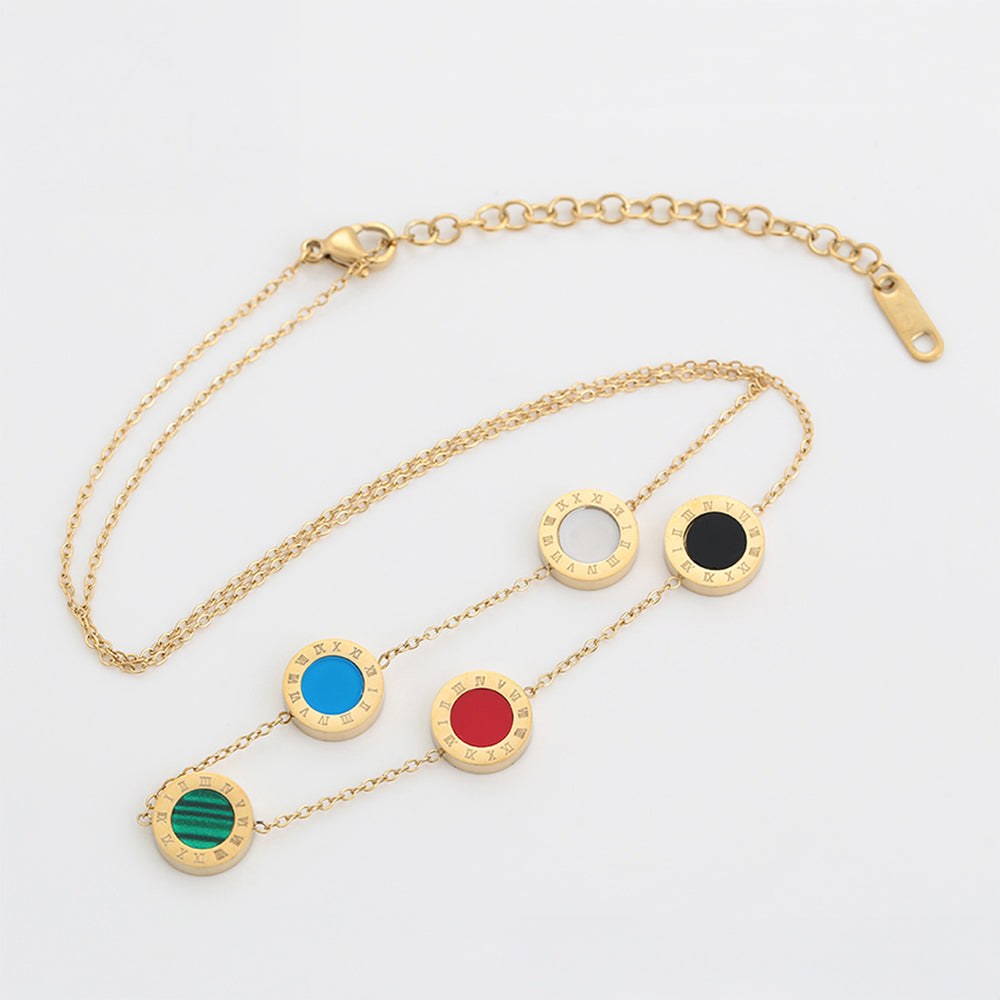 Arany tónusú Emporia Ötvözetű Nyaklánc Vörös Emporia® Kristállyal és Kék Emporia® Kristállyal 1 