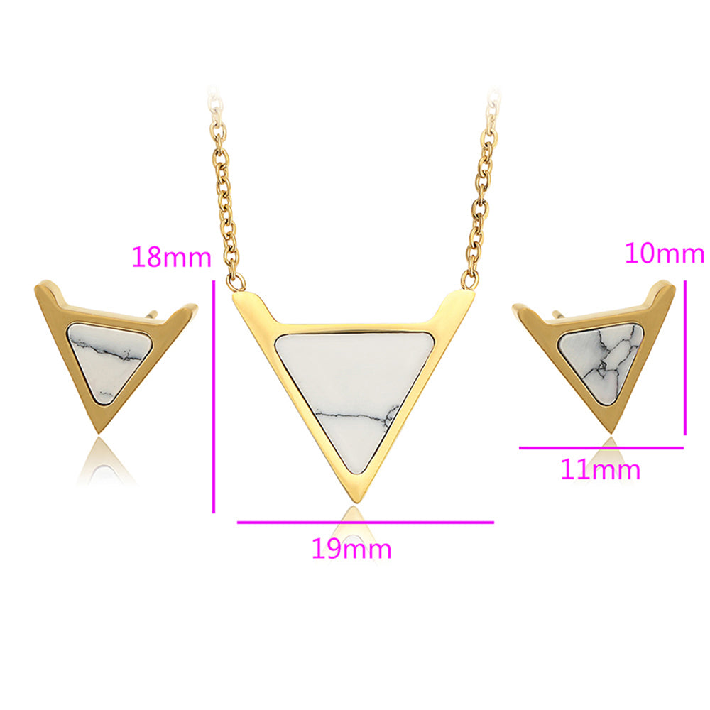 Arany tónusú Emporia Ötvözetű Szett Fehér Emporia® Kristállyal ( Nyaklánc+Fülbevaló )