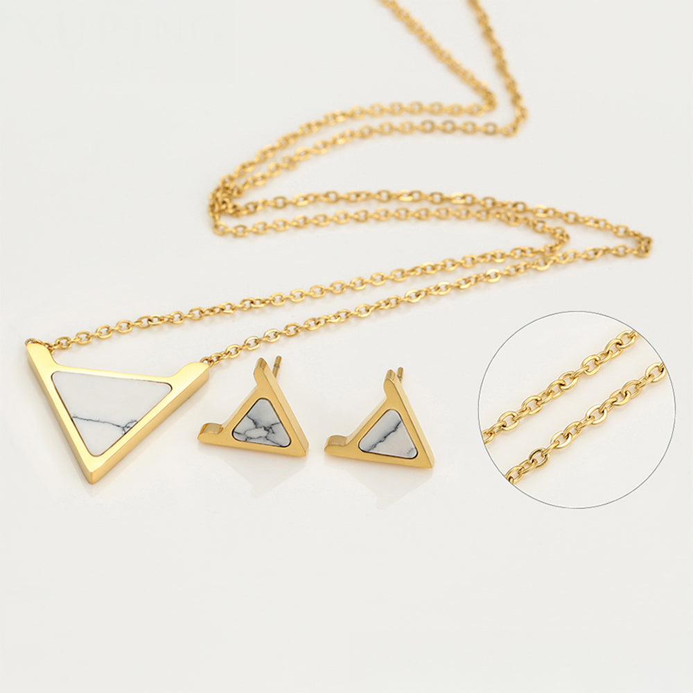 Arany tónusú Emporia Ötvözetű Szett Fehér Emporia® Kristállyal ( Nyaklánc+Fülbevaló )