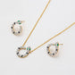 Arany tónusú Emporia Ötvözetű Szett Zöld Emporia® Kristállyal és Fehér Emporia® Kristállyal ( Nyaklánc+Fülbevaló )