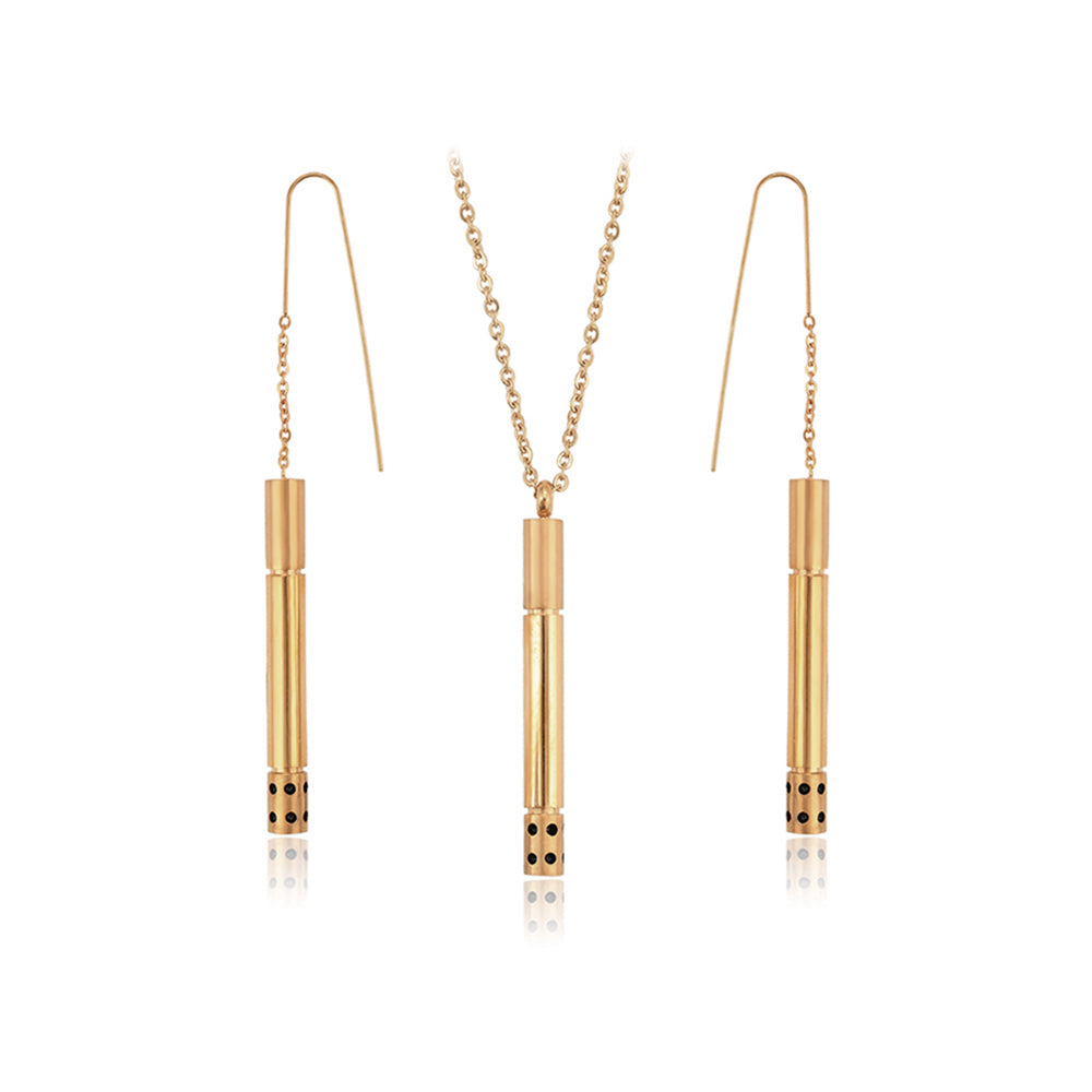 Arany tónusú Emporia Ötvözetű Szett Vörös Emporia® Kristállyal ( Nyaklánc+Fülbevaló+Medál ) 1 