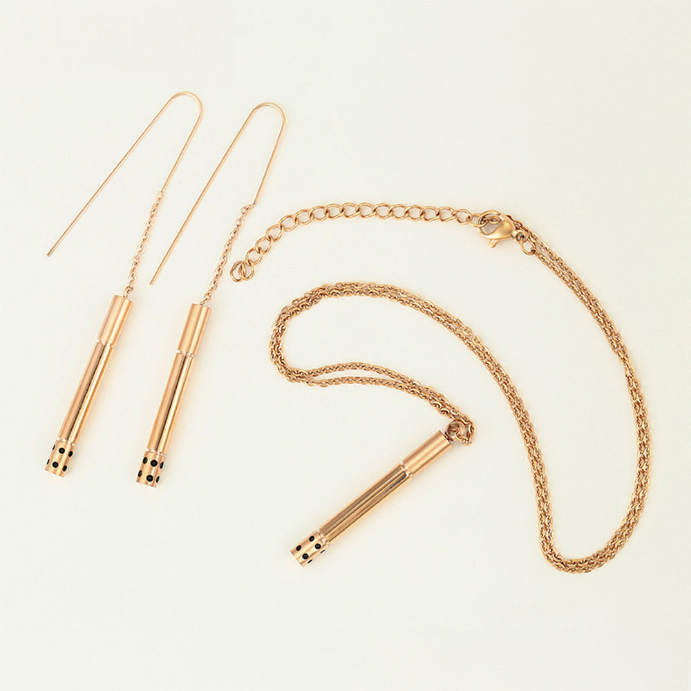 Arany tónusú Emporia Ötvözetű Szett Vörös Emporia® Kristállyal ( Nyaklánc+Fülbevaló+Medál )