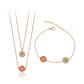 Arany tónusú Emporia Ötvözetű Szett Rózsaszínű Emporia® Kristállyal és Fehér Emporia® Kristállyal ( Nyaklánc+Karkötő )