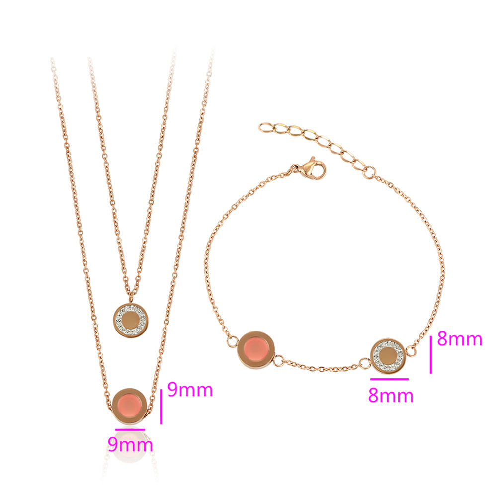 Arany tónusú Emporia Ötvözetű Szett Rózsaszínű Emporia® Kristállyal és Fehér Emporia® Kristállyal ( Nyaklánc+Karkötő )