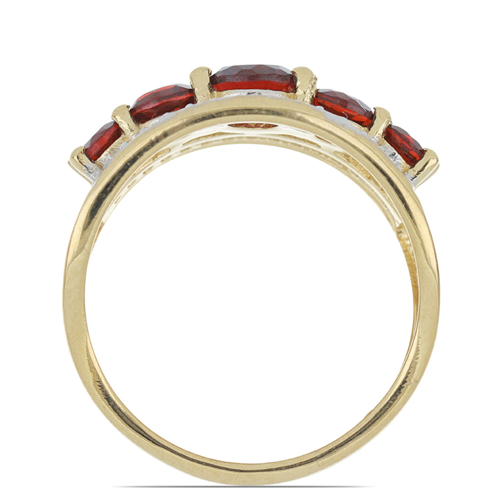 Arannyal Bevont Ezüst Gyűrű Barton Gránáttal és Fehér Topázzal 3 