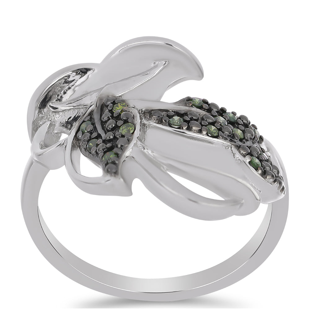 Ezüst Gyűrű Zöld Gyémánttal