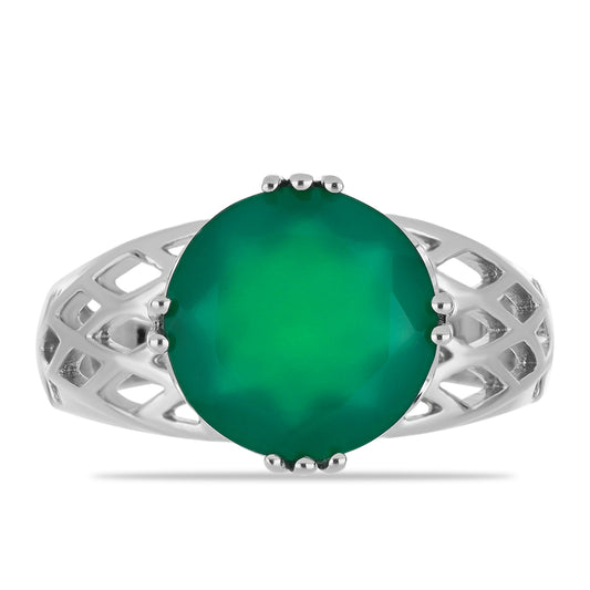 Ezüst Gyűrű Zöld Acháttal