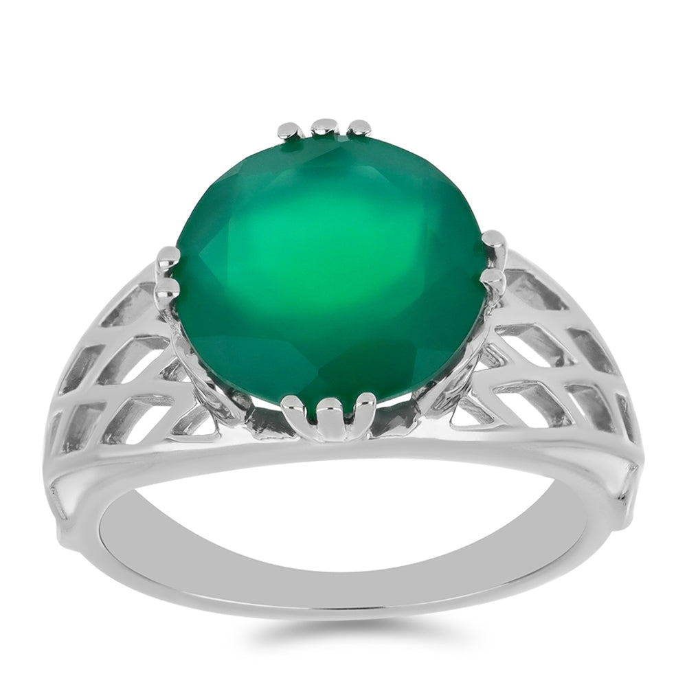 Ezüst Gyűrű Zöld Acháttal