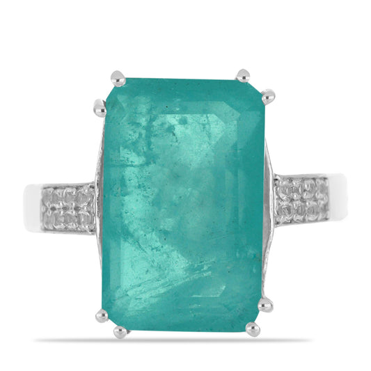 Ezüst Gyűrű Paraiba Kvarccal és Fehér Topázzal