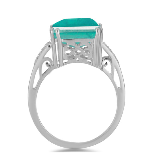 Ezüst Gyűrű Paraiba Kvarccal és Fehér Topázzal