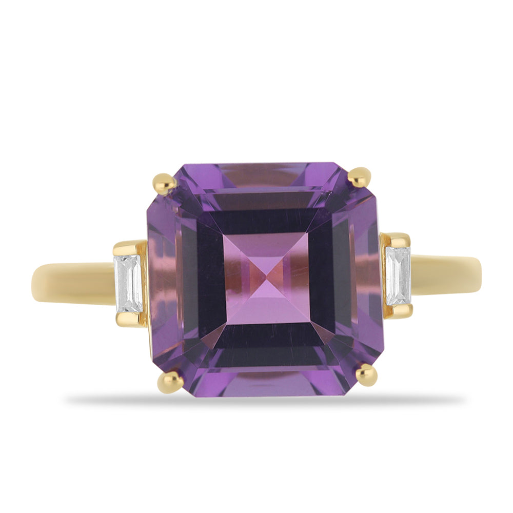 9 Karátos Arany Gyűrű Marokkói Ametiszttel és Fehér Cirkónnal 1 