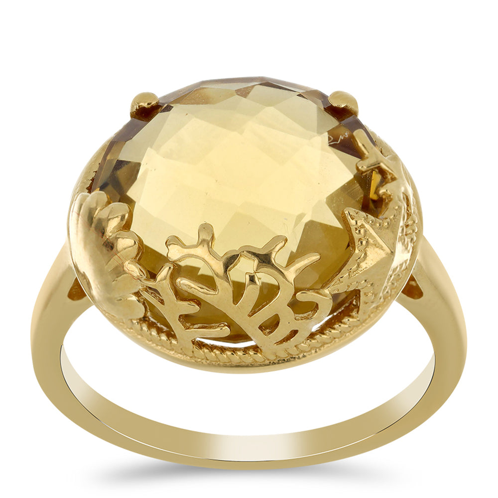 Arannyal Bevont Ezüst Gyűrű Kognak Kvarccal 3 