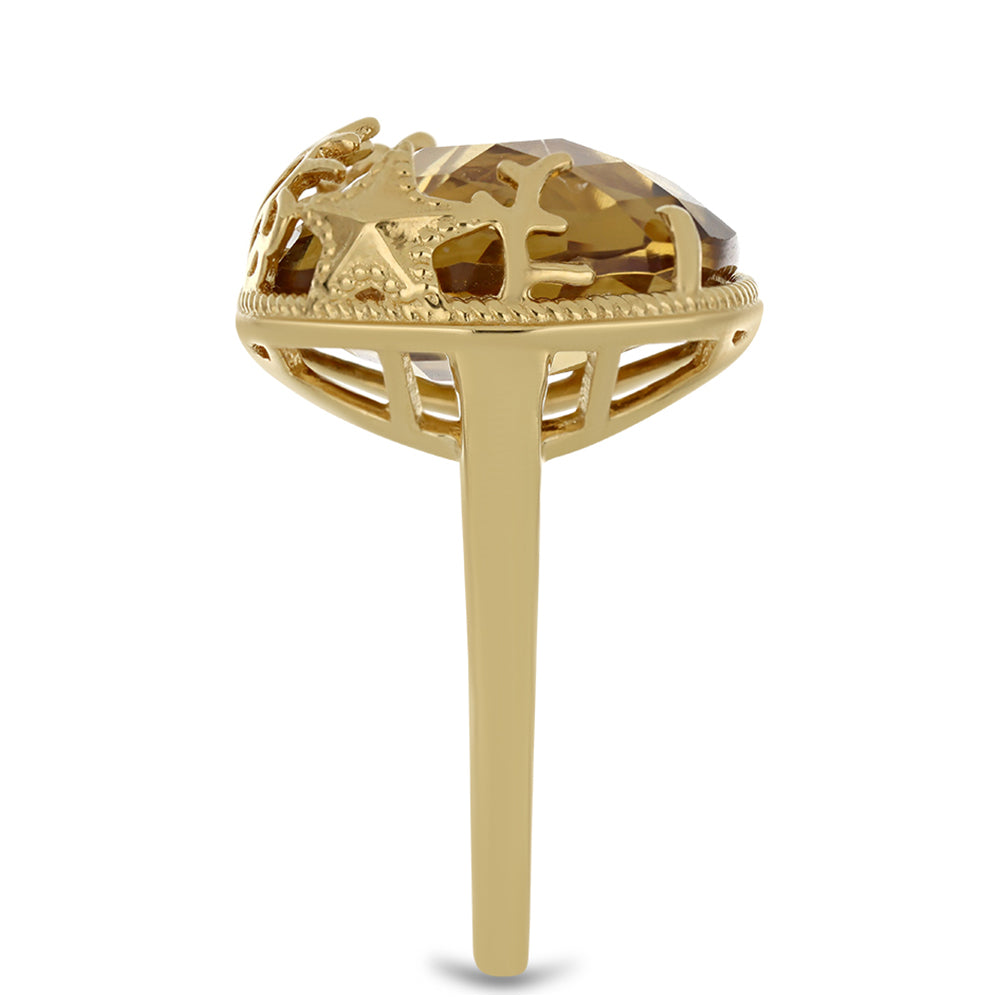 Arannyal Bevont Ezüst Gyűrű Kognak Kvarccal 4 