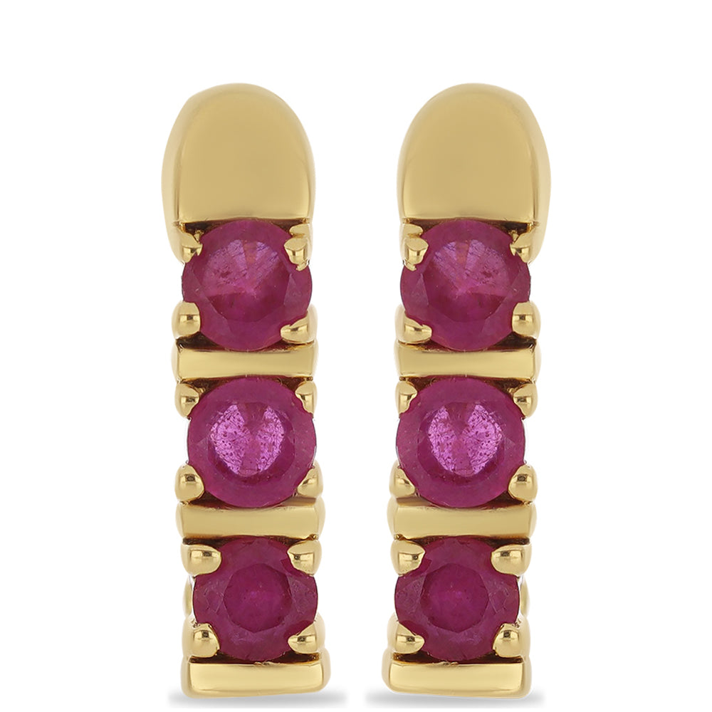 Arannyal Bevont Ezüst Fülbevaló Madagaszkári Rubinnal