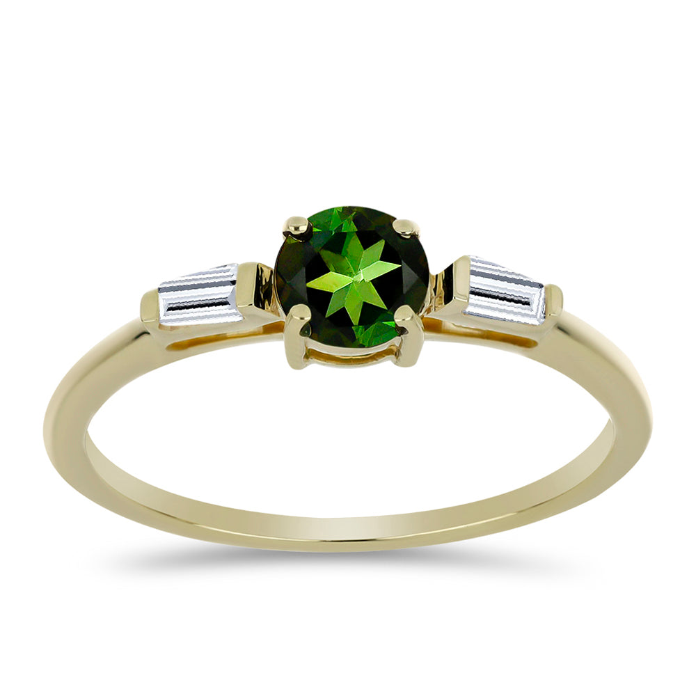 9 Karátos Arany Gyűrű Zöld Turmalinnal és Fehér Cirkónnal 3 