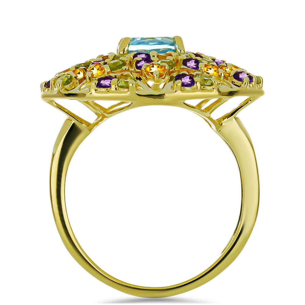 Arannyal Bevont Ezüst Gyűrű Marokkói Ametiszttel és Ural Citrinnel 2 