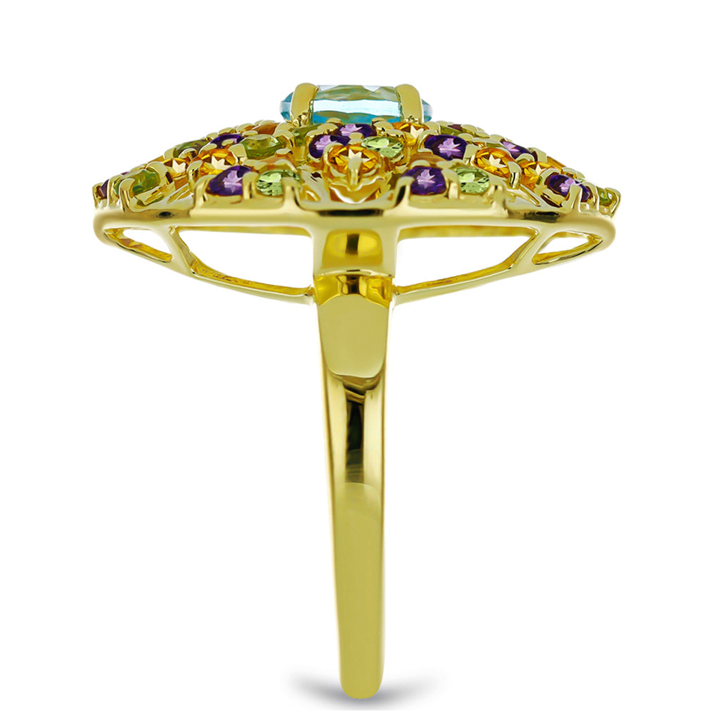 Arannyal Bevont Ezüst Gyűrű Marokkói Ametiszttel és Ural Citrinnel 4 