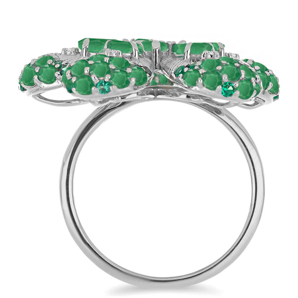 Ezüst Gyűrű Brazil Smaragddal és Fehér Gyémánttal