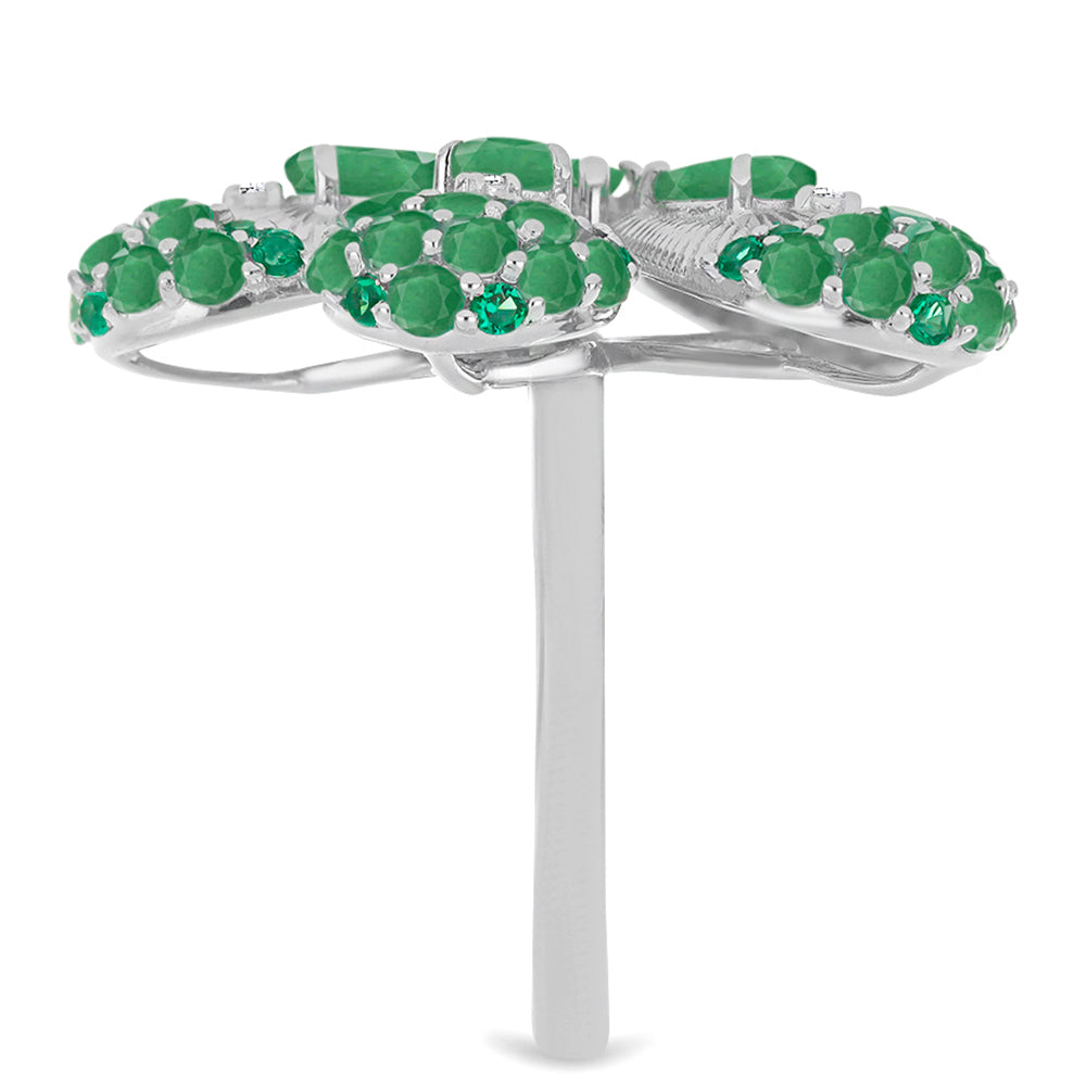 Ezüst Gyűrű Brazil Smaragddal és Fehér Gyémánttal 4 