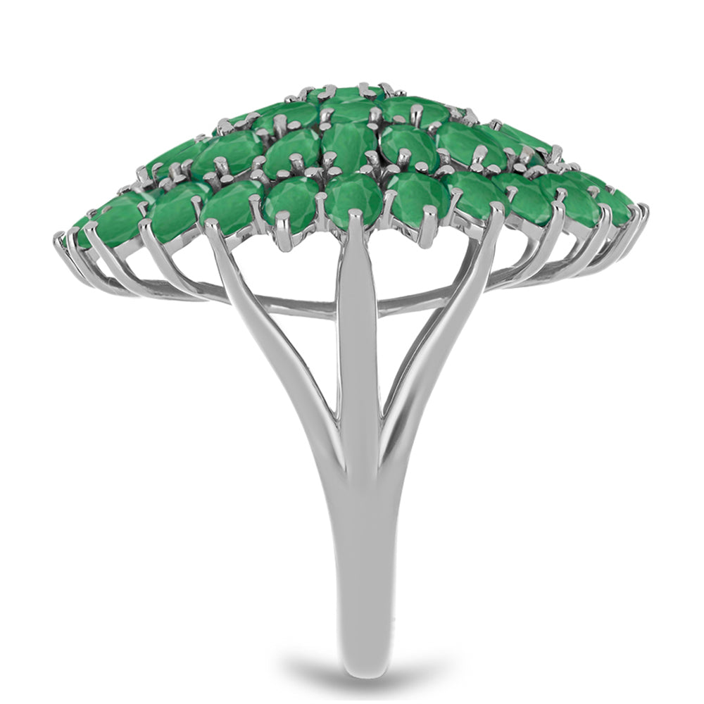 Ezüst Gyűrű Brazil Smaragddal és Fehér Gyémánttal 4 