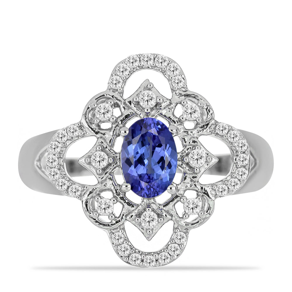 Ezüst Gyűrű Tanzanittal és Fehér Topázzal 1 