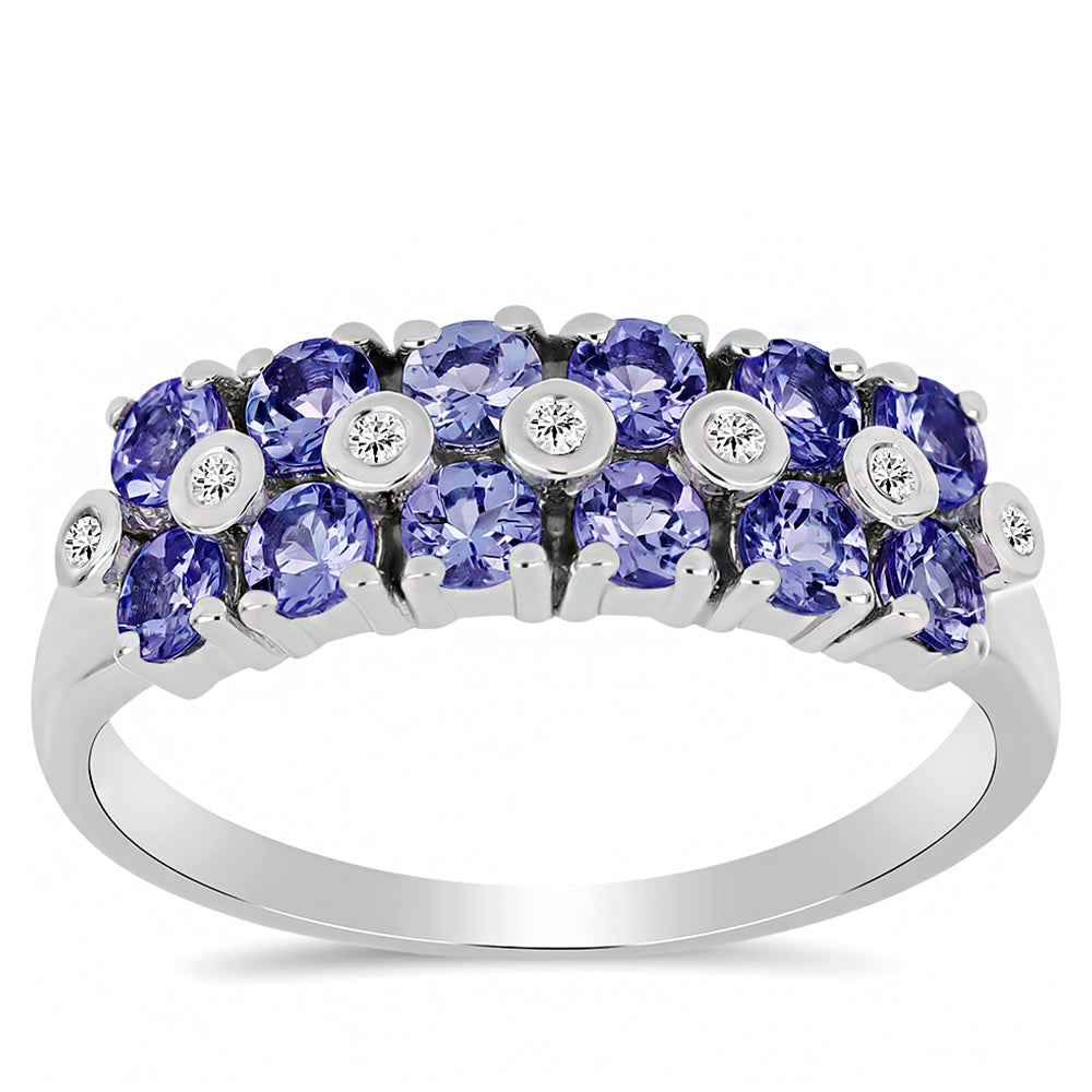 Ezüst Gyűrű Tanzanittal és Fehér Topázzal 3 