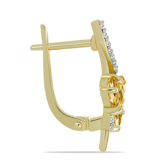 Arannyal Bevont Ezüst Fülbevaló Rio Grande Citrinnel és Fehér Topázzal