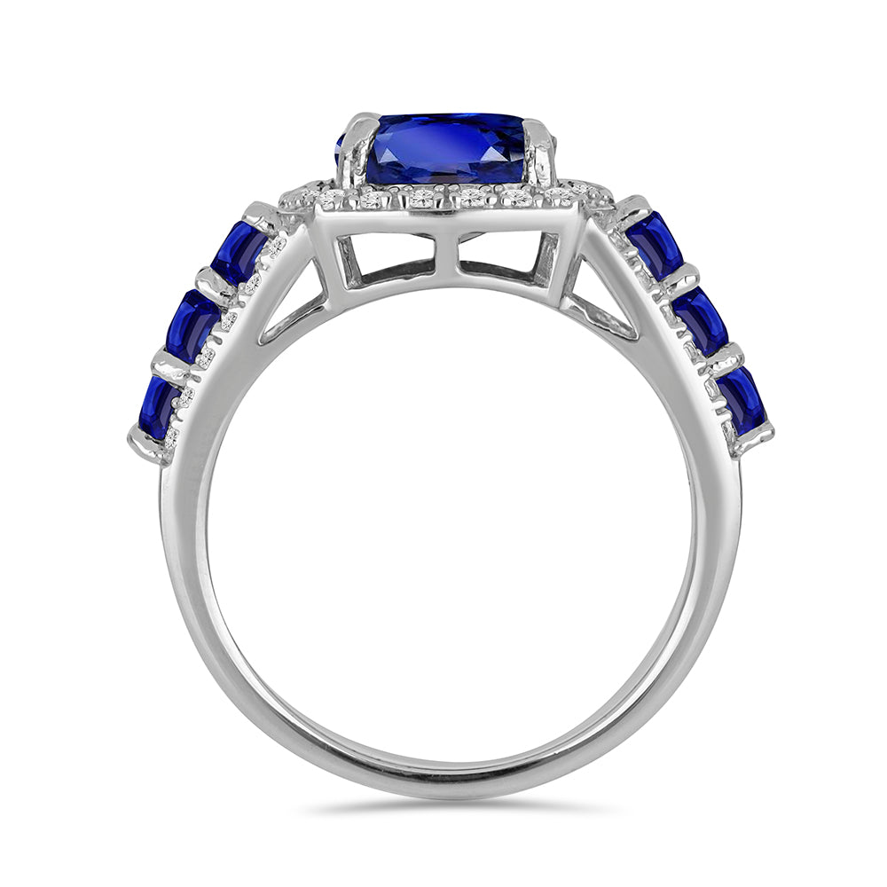 Ezüst Gyűrű Ausztrál Kék Zafírral és Fehér Topázzal 2 